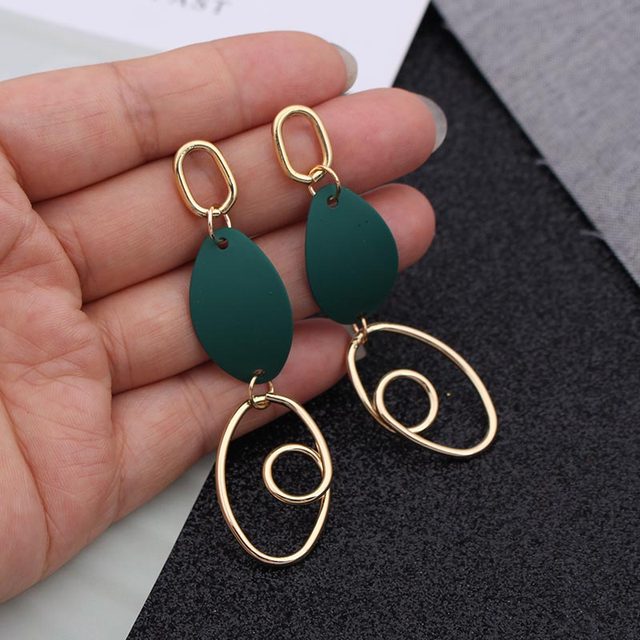 2019 Retro Vintage Statement Earrings White Geometric Long Dangle Earrings for Women Wedding Party Christmas Gift Wholesale