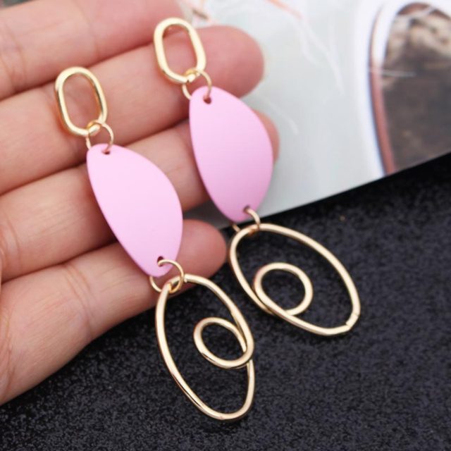 2019 Retro Vintage Statement Earrings White Geometric Long Dangle Earrings for Women Wedding Party Christmas Gift Wholesale