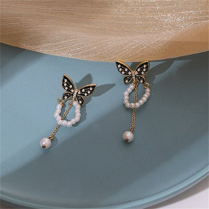 Fashion Butterfly Tassel Drop Earrings For Women Trendy Shiny Moon Star Pearls Dangle Earrings Korean Jewelry Girls Party Gifts